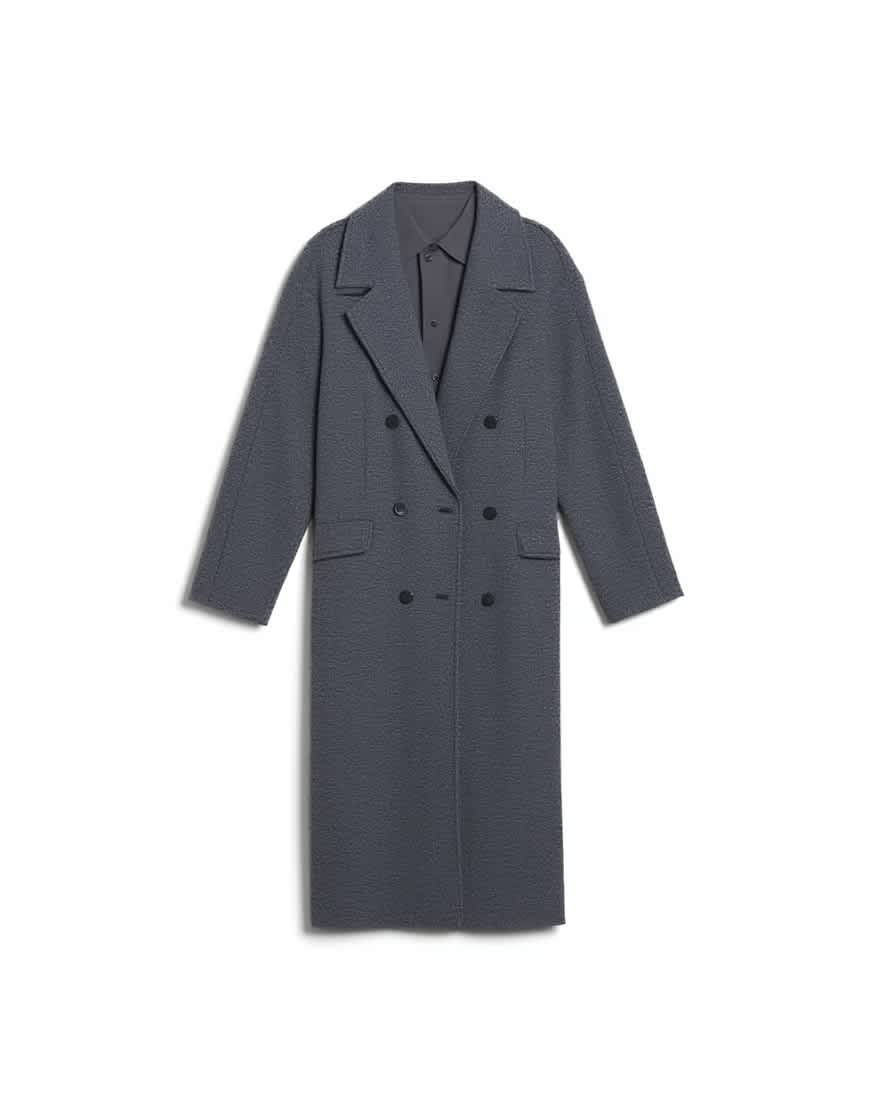 Topshop clean double breasted longline coat in charcoal