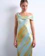 Topshop drape shoulder maxi occasion dress in blurred rust print