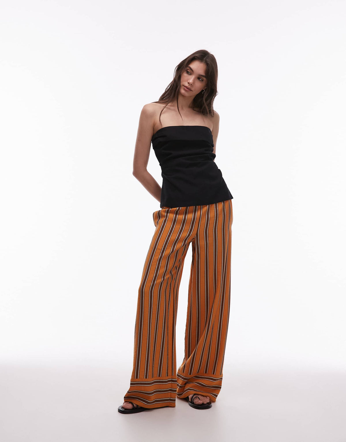 Topshop linen fold over bandeau in black