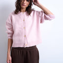 Topshop knitted exposed seam relaxed cardigan in pink