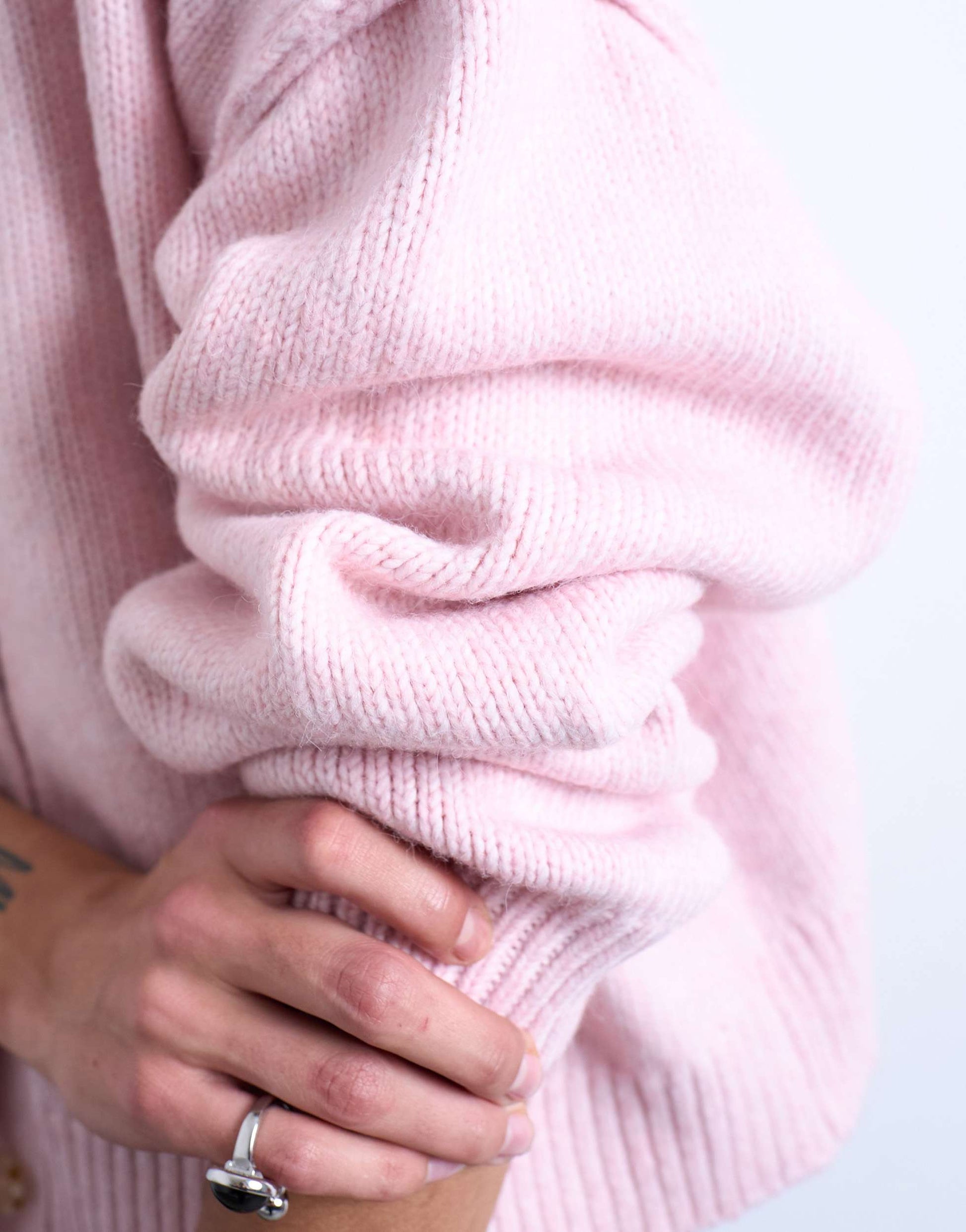 Topshop knitted exposed seam relaxed cardigan in pink