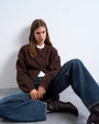 Topshop knitted exposed seam relaxed cardigan in brown