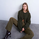 Topshop knitted exposed seam relaxed cardigan in khaki