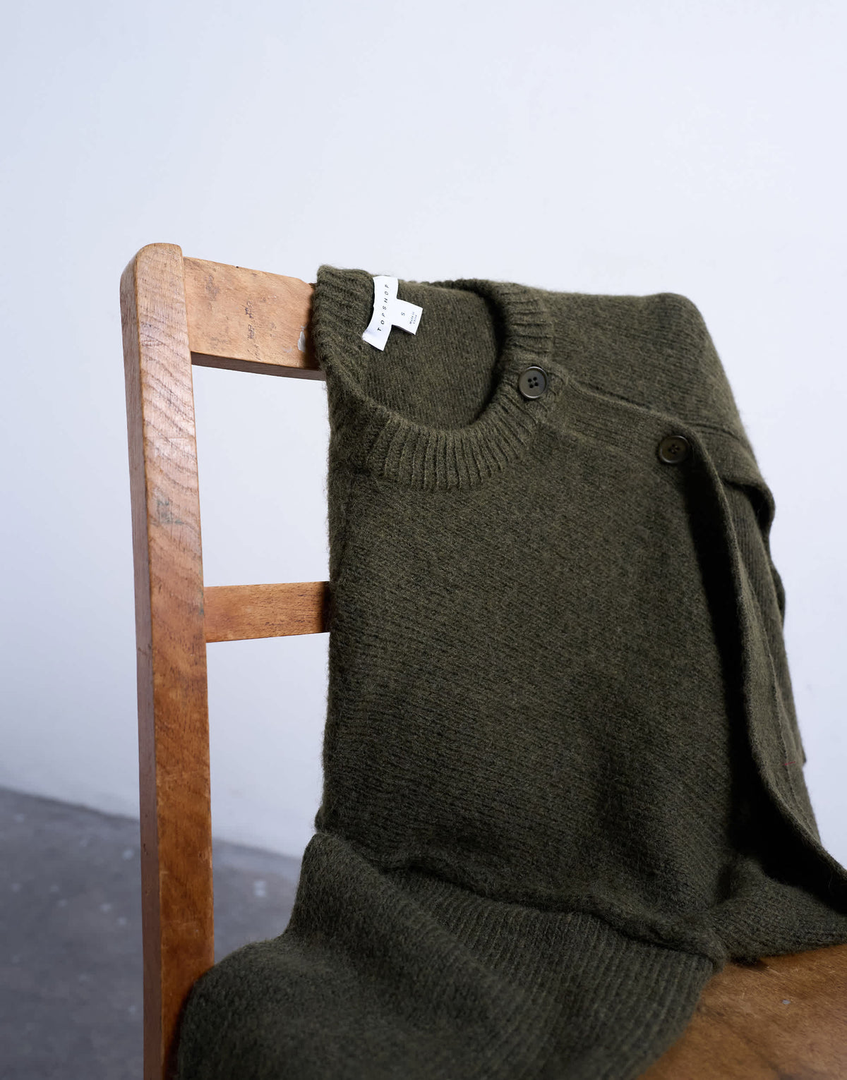 Topshop knitted exposed seam relaxed cardigan in khaki