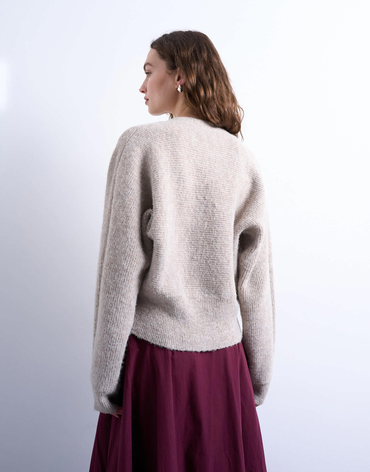 Topshop knitted v neck slouchy cardigan in oat
