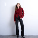 Gilet Topshop rouge à col montant zippé et col rond en maille.