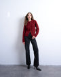 Topshop knitted collar zip ring cardigan in red