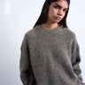 Topshop knitted boxy fluffy crew jumper in espresso