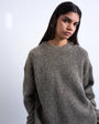 Topshop knitted boxy fluffy crew jumper in espresso