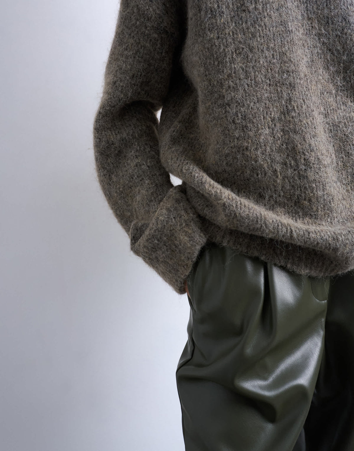 Topshop knitted boxy fluffy crew jumper in espresso