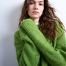 Topshop knitted boxy fluffy crew jumper in green