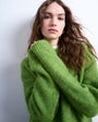Topshop knitted boxy fluffy crew jumper in green
