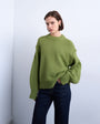 Topshop knitted wool blend fluffy exposed seam easy jumper in green