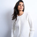 Topshop knitted ribbed button crew cardigan in white
