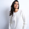 Topshop Strickjacke mit Rippstrick und Knopfleiste in Weiß