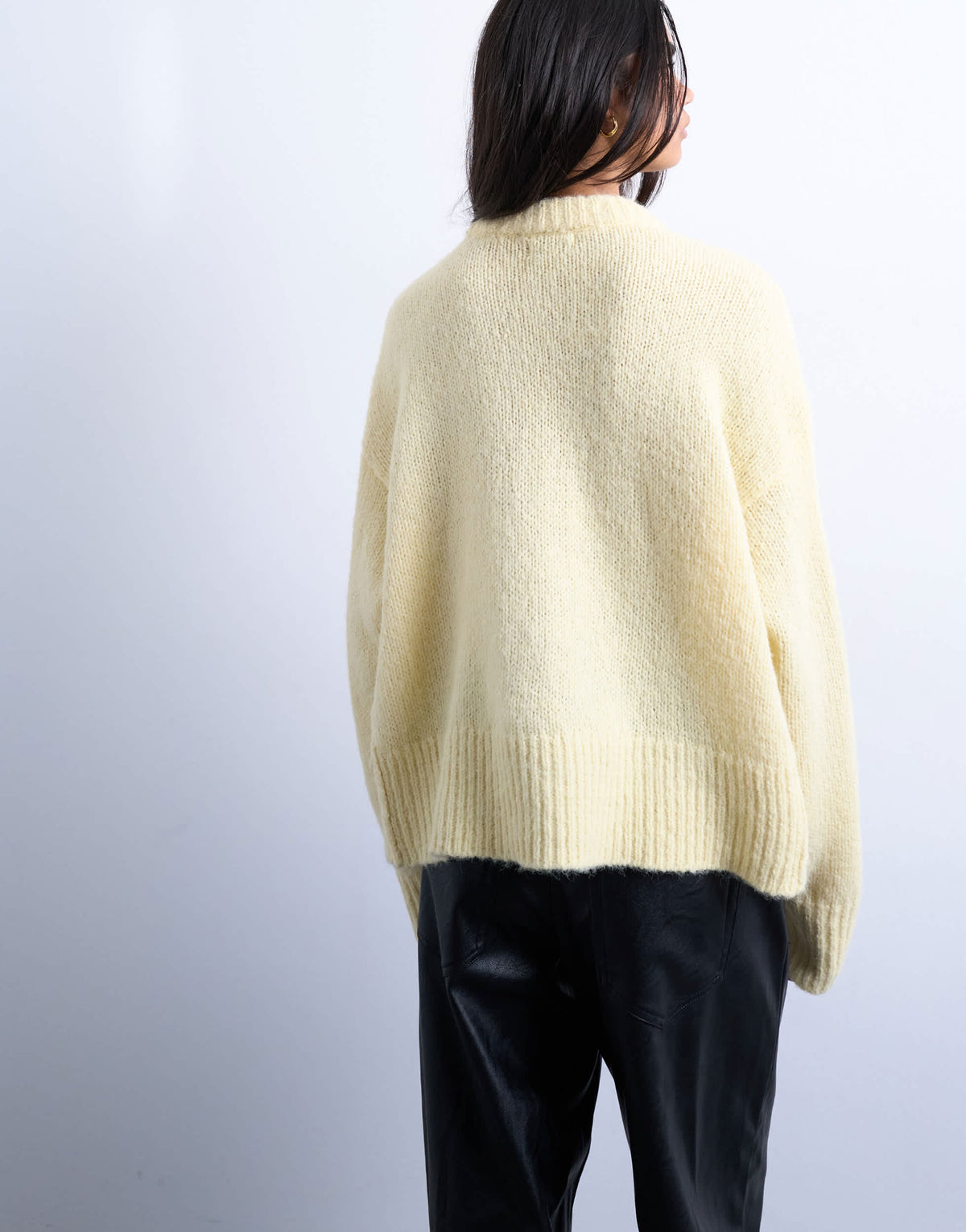 Topshop knitted wool blend fluffy ultimate jumper in buttermilk