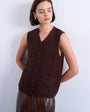 Topshop knitted stitchy pocket tank in brown