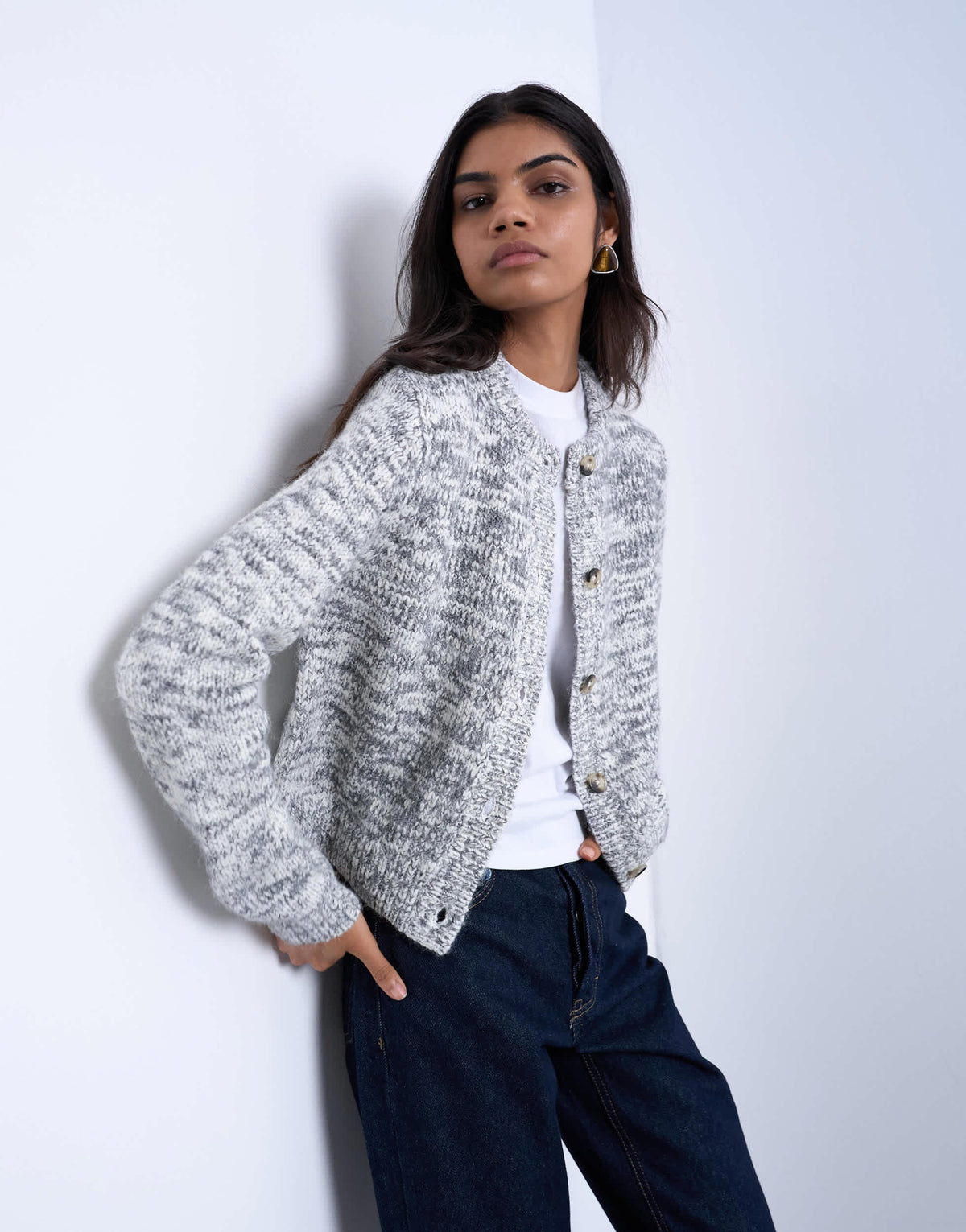 Topshop knitted salt and pepper cardigan