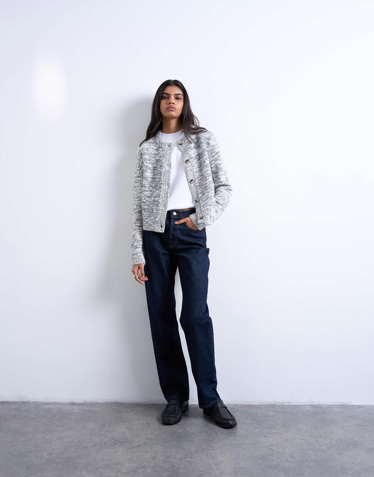 Topshop knitted salt and pepper cardigan