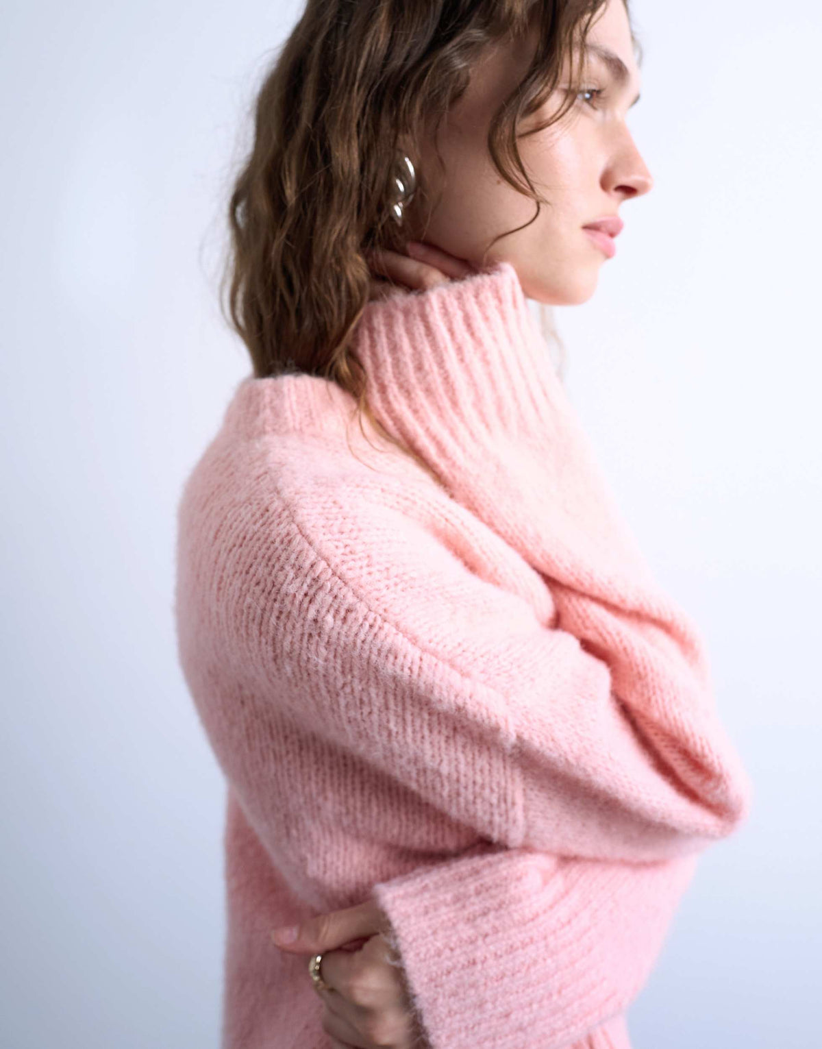 Topshop knitted wool blend fluffy ultimate jumper in pink