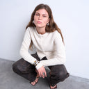 Topshop knitted covered button cardigan in ivory