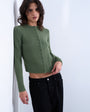 Topshop knitted covered button cardigan in green