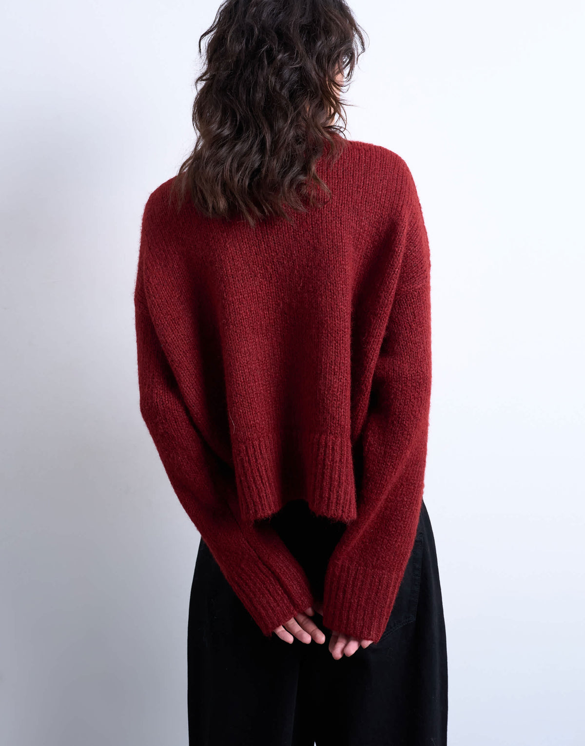 Topshop knitted wool blend fluffy ultimate jumper in red
