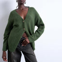 Topshop knitted oversized boyfriend longline easy cardigan in khaki