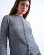 Topshop knitted covered button cardigan in grey