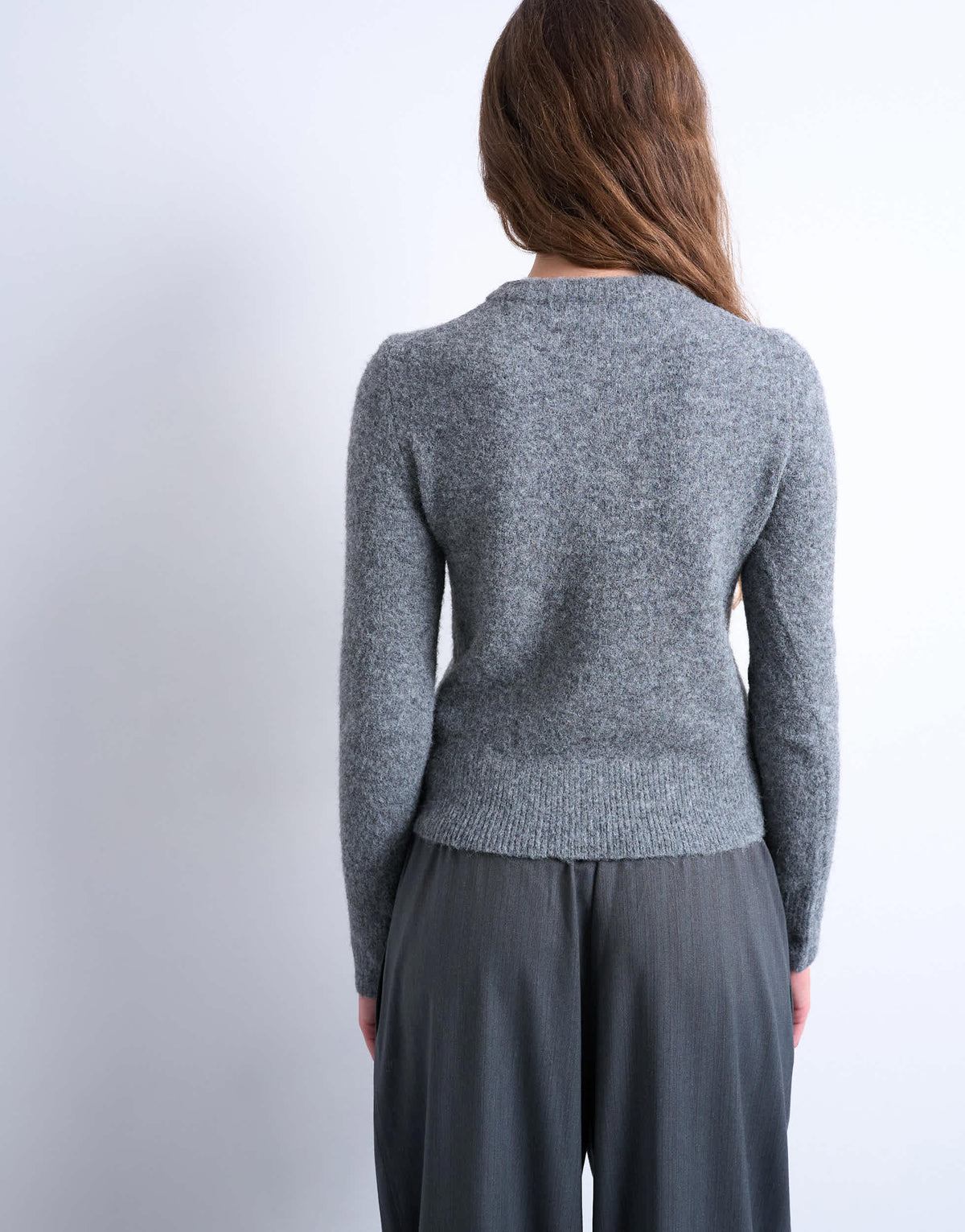 Topshop knitted covered button cardigan in grey