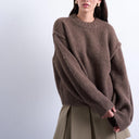 Topshop Strickpullover aus Wollmischung mit flauschigen, sichtbaren Nähten in Braun