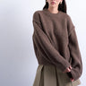 Topshop knitted wool blend fluffy exposed seam easy jumper in brown