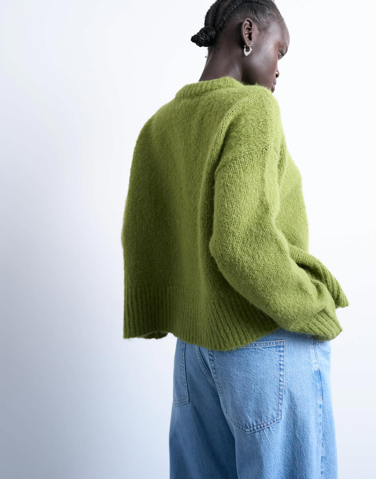 Topshop knitted wool blend fluffy ultimate jumper in green