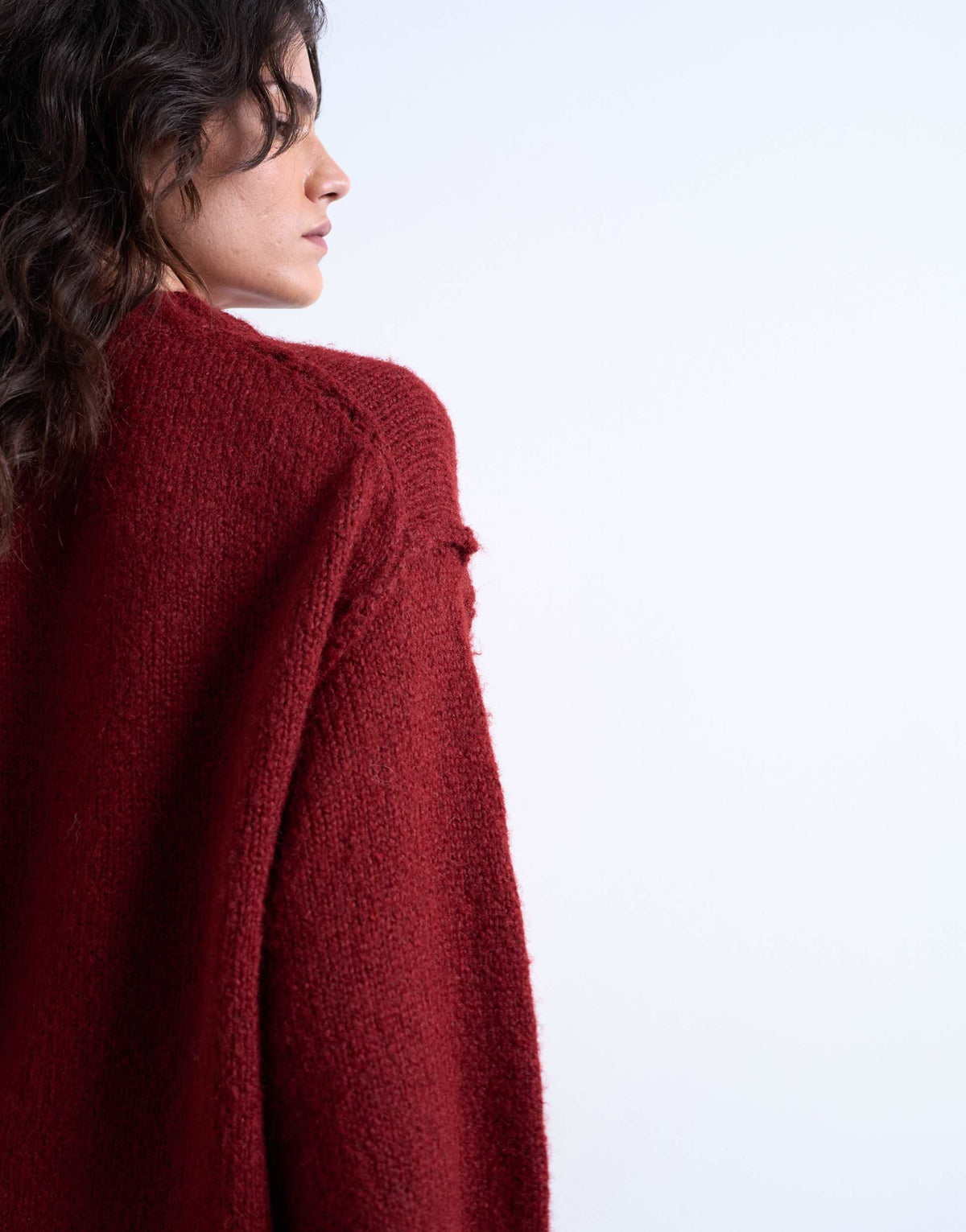 Topshop knitted wool blend fluffy exposed seam easy jumper in red