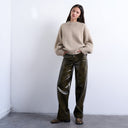 Topshop Strickpullover aus Wollmischung mit flauschigen, sichtbaren Nähten in Haferfarbe