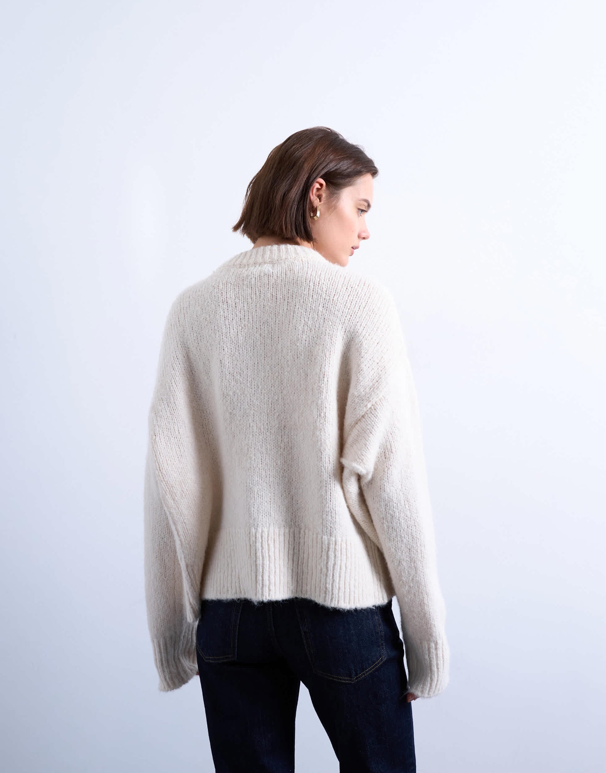 Topshop knitted wool blend fluffy ultimate jumper in white