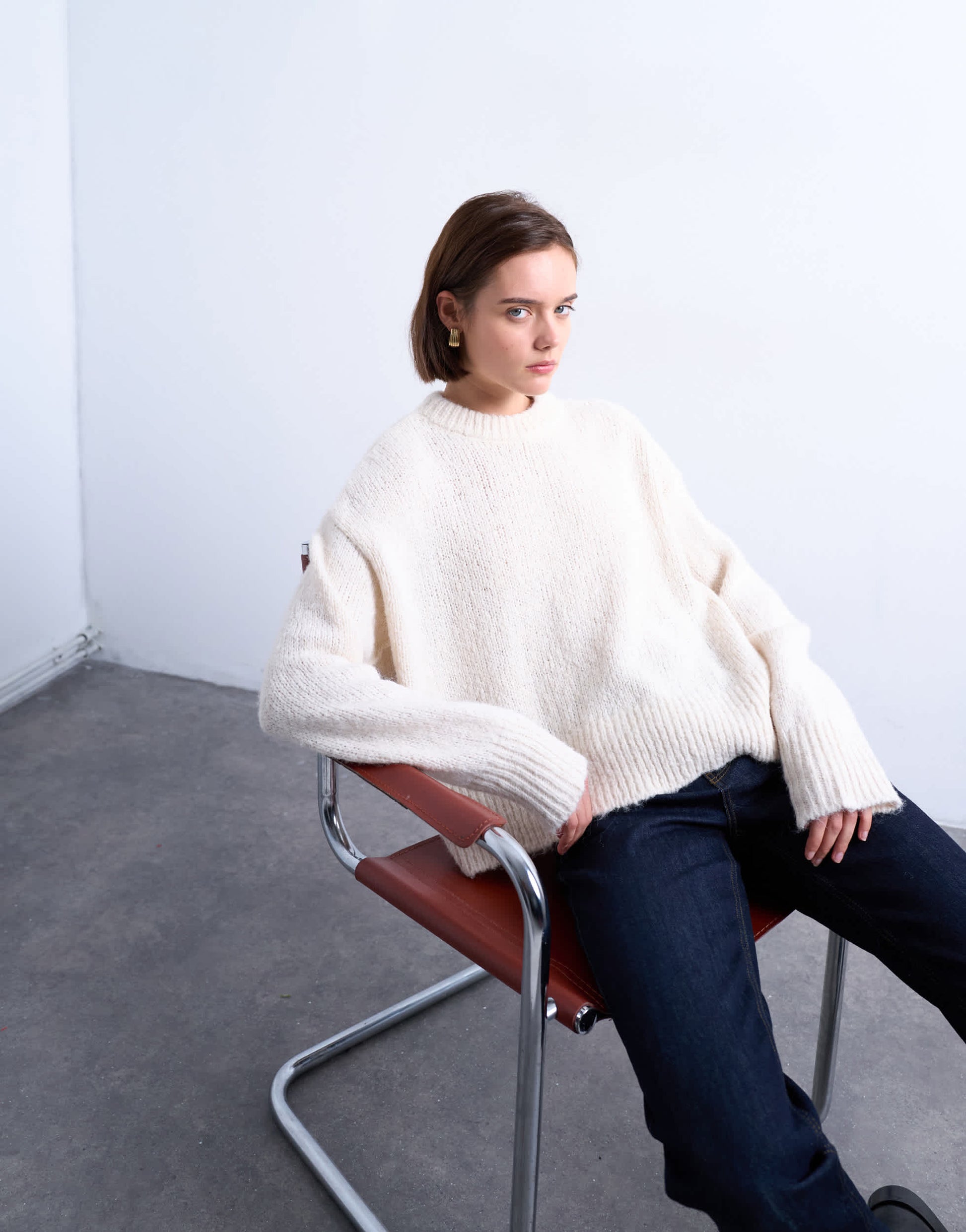 Topshop knitted wool blend fluffy ultimate jumper in white