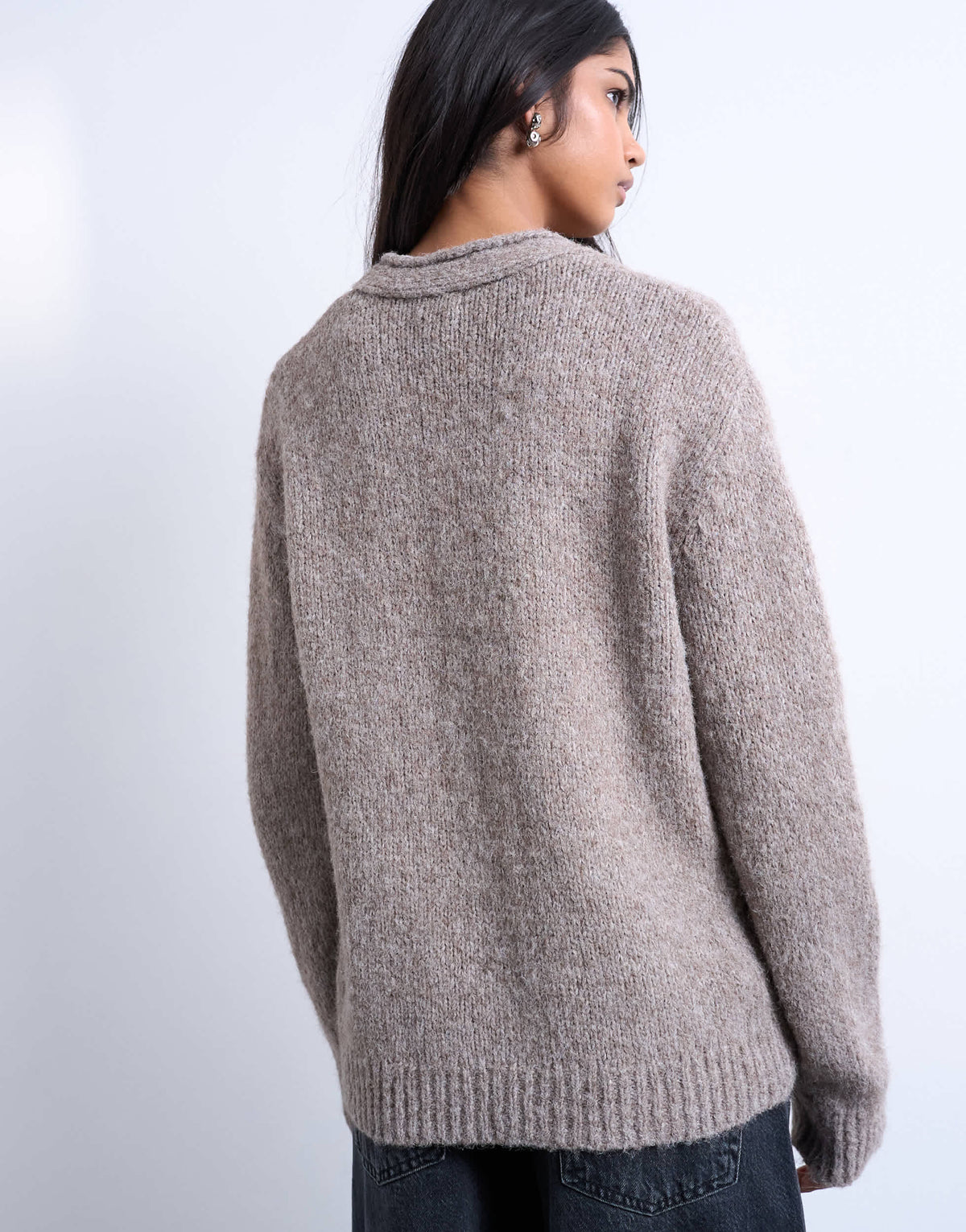 Topshop knitted longline pocket chunky wool mix cardigan