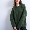 Topshop Strickpullover im Oversize-Stil mit Rippstrick und Ballonärmeln in Grün