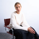 Pull Topshop en maille côtelée à manches bouffantes couleur ivoire