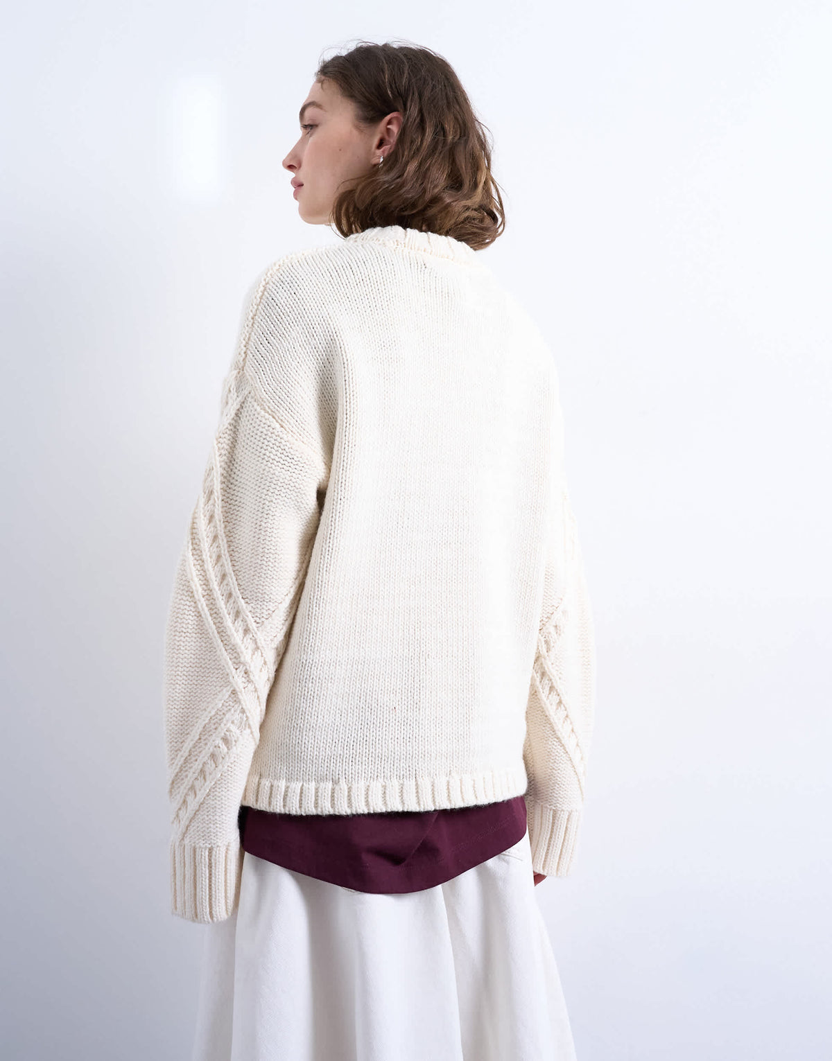 Topshop knitted argyle jumper in cream