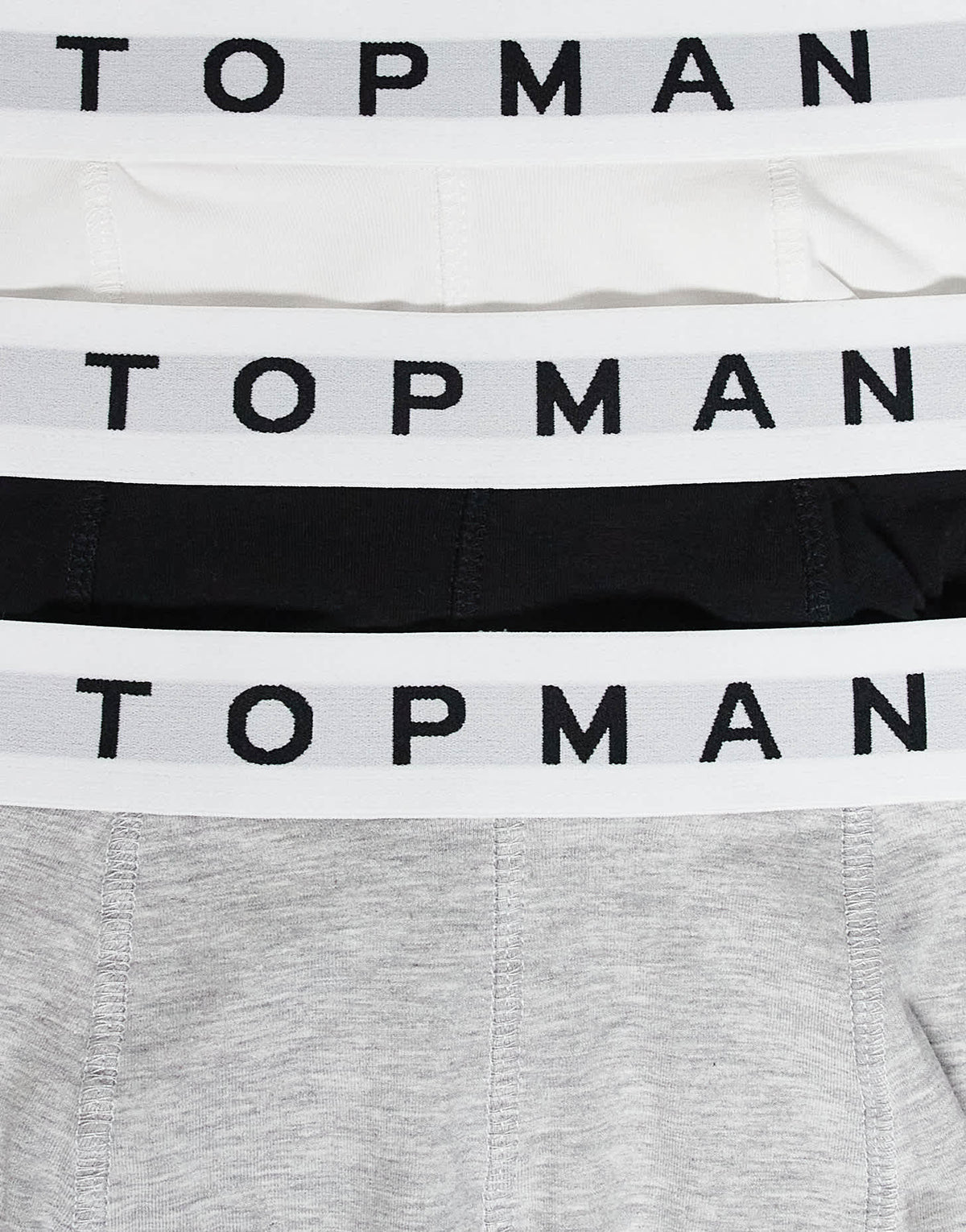 Topman 3 pack trunk in black, white and grey marl with white waistbands