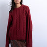 Topshop Oversize-Strickpullover mit Zopfmuster und breiten Rippen in Dunkelrot
