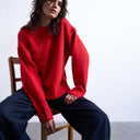 Topshop knitted clean exposed seam jumper in red