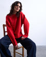 Topshop knitted clean exposed seam jumper in red