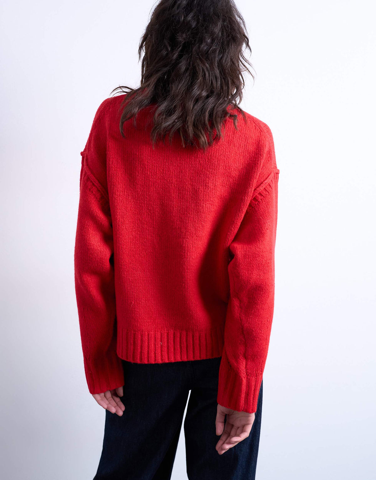 Topshop knitted clean exposed seam jumper in red