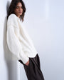 Topshop knitted clean exposed seam jumper in White