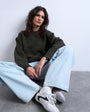 Topshop knitted clean exposed seam jumper in khaki