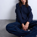 Topshop knitted clean exposed seam jumper in navy