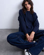 Topshop knitted clean exposed seam jumper in navy